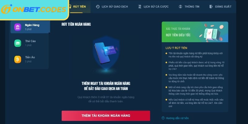 Các bước nạp tiền vào tài khoản